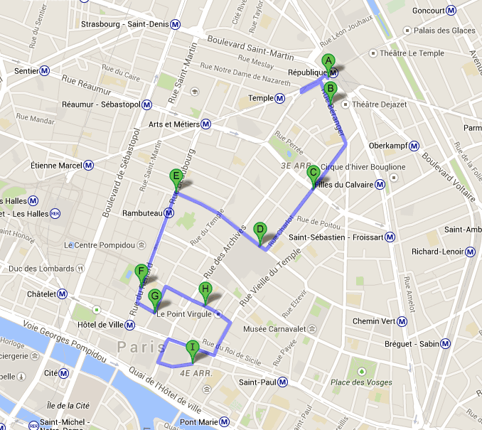 Parcours de la manifestation du 30 novembre 2014